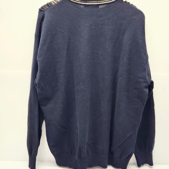 Tosani Canada Men XXL Black Gold Coogi Style Cosby Crew Neck Cotton Knit Sweater - Picture 3 of 10